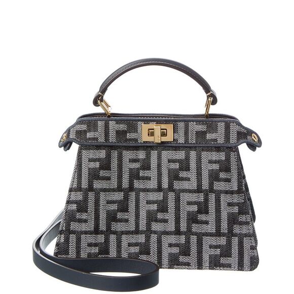 FENDI Handbags - Fendi Peekaboo Iseeu Petite Ff Denim & Leather Tote, Blue
